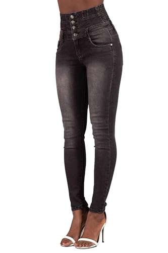 Glook Women's High Waisted Tummy Control Skinny Fit Jeans Pants4