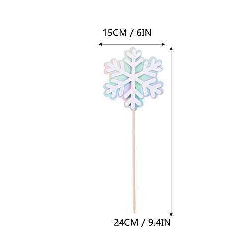 Gadpiparty 25 peças decorações de bolo de floco de neve toppers de cupcake de natal toppers de bolo