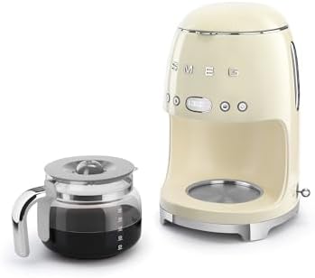Smeg 50's Retro Style Aesthetic Drip Coffee Machine with 10 Cup Glass Carafe, Auto Start Feature, Keep Warm Plate, and Two Coffee Strength Settings (Cream) — view 7