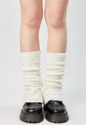 Womens Fuzzy Leg Warmers Knit Ankle Socks Winter Warm Ruffle Leg Sleeves Warmer College Concert Thick Boot Socks2