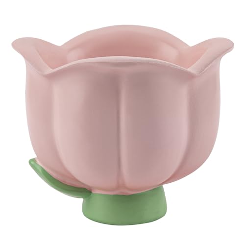 Framendino, Bandeja de resina con forma de flor para joyas, cuenco decorativo para llaves, organizador de escritorio para mujeres y adolescentes (rosa)