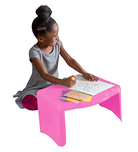 HearthSong Kids’ Portable Folding Lap Desk with Large Storage Activity Tray, 17"L x 12"W x 7½"H, Pink