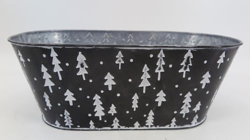 212 Main Black with White Trees Planter