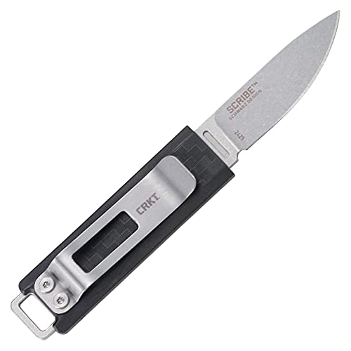 Crkt Scribe Edc Knife: Compact Everyday Carry Fixed Blade, Stonewash Finish, Black Thermoplastic Handle, And Cap 2425 #TOP1