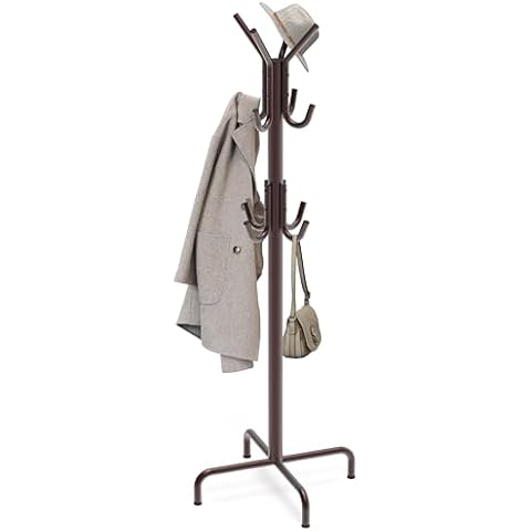Simple Houseware Standing Coat and Hat Hanger Organizer Rack, 12 Hooks, Bronze Cover