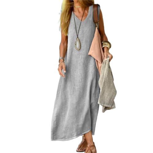 Geleglaer Grey Linen Dresses for Womens Sleeveless Maxi Dress Sleeveless Linen Dress Casual Tank Long Dress 2024 Summer Dress at Amazon Women's Clothing store Geleglaer Grey Linen Dresses for Womens Sleeveless Maxi Dress Sleeveless Linen Dress Casual Tank Long Dress 2024 Summer Dress at Amazon Women's Clothing store