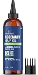 Botanic Hearth Rosemary Oil | 100% Pure, With Biotin, Jojoba & Castor Oils | Cold Pressed, Non Greasy, Non Sticky | Hair Oil | For Hair & Scalp Care | 4 Fl Oz