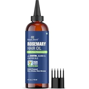 Botanic Hearth Hair Oil for Hair Growth | Rosemary Oil for Hair Growth with Biotin, Castor & Jojoba | Hair Relaxers & Dry Scalp Treatment | Color Safe | All Hair Types | 4 Fl Oz