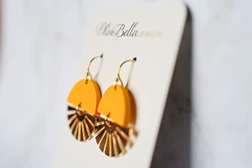 Olive Bella Sunburst Drop Earrings For Women, 14K Gold Filled Ear Wire, 1.25" Drop Length #TOP7