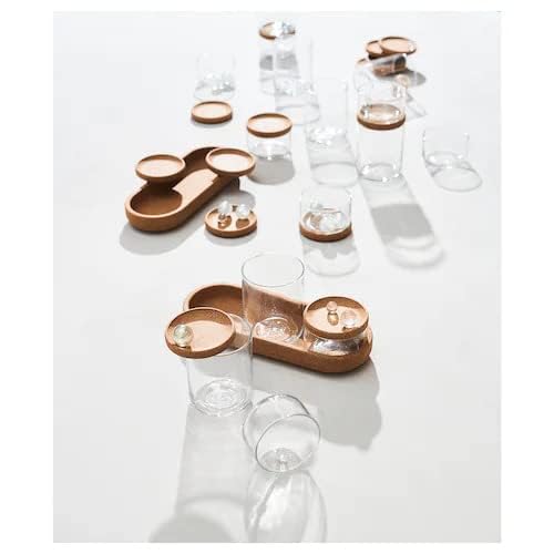 Image of Ikea SAXBORGA Glass Storage Jars with Cork Lids and Tray, Set of 5, Airtight Seal