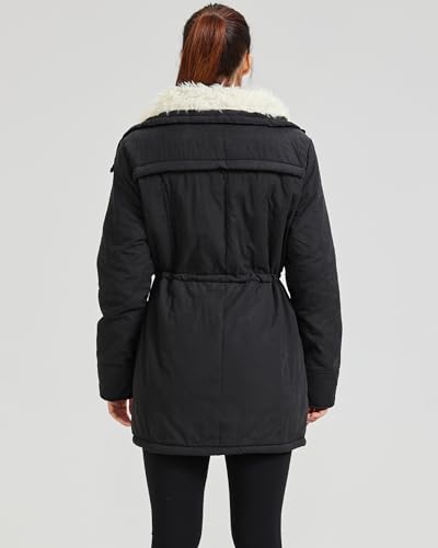 Women's Winter Mid Length Thick Warm Faux Lamb Wool Lined Jacket Coat2