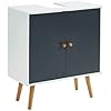 BAÏTA GEOMA Mobile TV 180 Cm: Effetto Rovere Scuro E Grigio, Stile Geometrico, Gambe In Metallo