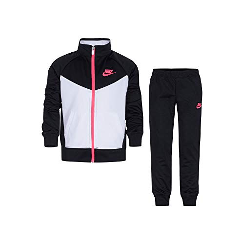 Nike Girl`s Futura Tricot Track Suit 2 Piece (Black(36C552-023)/White, 4)