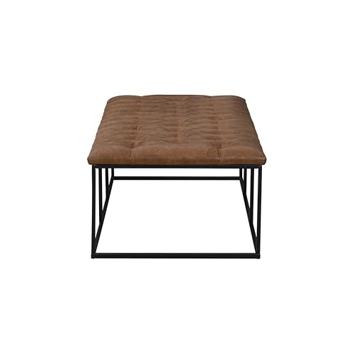 Image of HomePop 58 inch Large Upholstered Bench - Light Brown PU Leather
