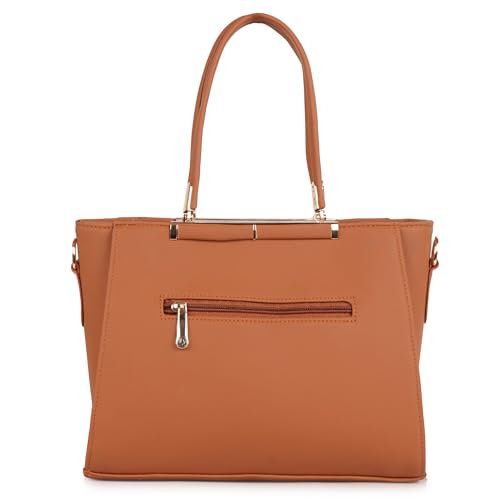 Image of Lady Quinton structured handbag with gold-tone hardware, dual handles, and detachable strap
