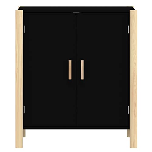 Cómoda de madera negra de 62 cm con patas para dormitorio 7