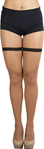 Image of ToBeInStyle Women's Fine Classic Fishnet Thigh High Stretch Nylon Novelty Stockings