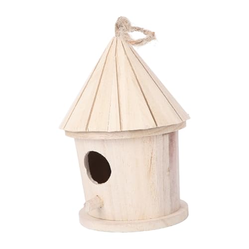 HOLIDYOYO Handmade Tower Shape Bird Nest Light Yellow Hanging Bed for Birds for Garden Decor DIY Crafting Fun for Canary Parrot More