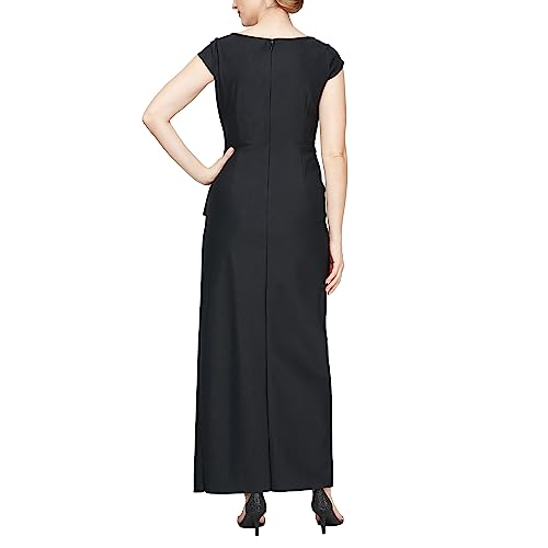 Image of Alex Evenings Women's Slimming Long Cap Sleeve Dress with Side Beaded Detail