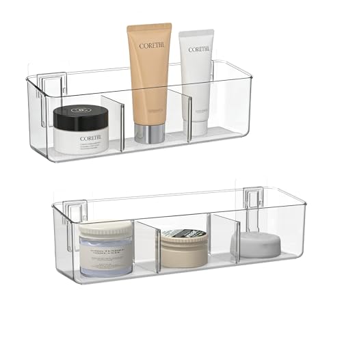 vacane Plastic Over Cabinet Door Organizer, Adhesive Mount Storage Organizer Container Hanging Basket Bins For Craft Room, Pantry, Office, Space Saving Holder for Kitchen Bags-XL 2pack