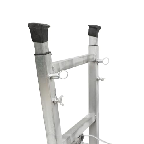 Cozyel Arbeitsplattform Arbeitsbühne Alu Leiter Bis 200kg Höhenverstellbar 60-90cm, Klappbare Tragbare Gerüst Arbeitsgerüst, Arbeitsbühne mit Plattform Werkbank Klappleiter für Haus & Werkstatt