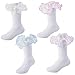 QHANSHIEE Girls Ruffle Socks Toddler Double Lace Frilly Socks Turn Cuff Ruffle Dress Socks Pageant Sock for Little Girl Kids