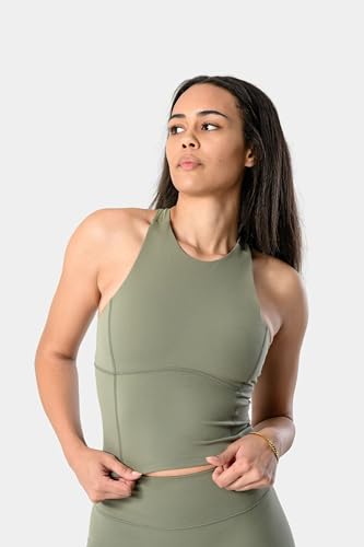 Image of Kamo Fitness Ellyn Tank Top Crop Sports Bra for Women Soft Padded Built-in Bra Longline Yoga Running Workout