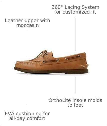 Image of Sperry Men's Authentic Original 2-Eye Leather Boat Shoe, Royal Brown, 9.5