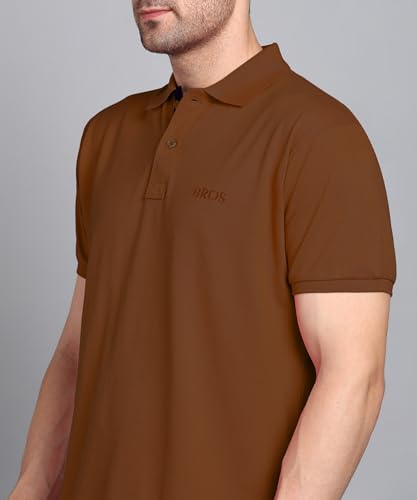 Image of 3BROS Men's Cotton Blend Half Sleeve Regular fit Comfortable Polo Neck T-Shirt (Pack of 1)