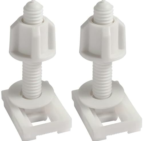 2Pcs White Plastic Toilet Seat Screws and Nuts with Washers,Hinge Bolts Screws Hinges Replacement Parts for Mounting Toilet Seats Toilet Lid Toilet Seats Home Improvement