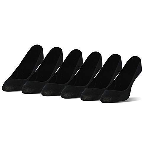 PEDS Women's Padded Super Low Cut No Show Socks, Black (6 Pairs), Shoe Size: 8-12
