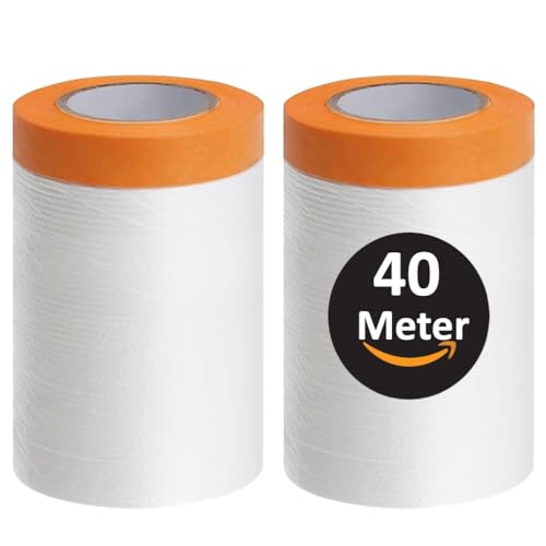 ZWERKZEUG Abdeckfolie mit Klebeband - Maler Abdeckfolie - Goldband Tape- Malerfolien (2 Rollen)