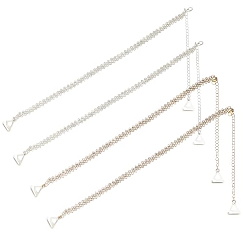 Image of FREEBLOSS 2 Pairs Rhinestone Shoulder Straps Adjustable Glittering Bra Straps Bridal Wedding Dress Bra Shoulder Chain for Women, Silver, Gold