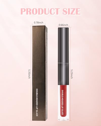 Matte Liquid Lipstick & Glow Lip Oil Gloss -2 In 1 High Pigment Matte Velvet Finish Glossy Lip Gloss, Hydrating & Lightweight Shiny Effect Lip Tint Stain Lip Glaze,Christmas Makeup Gift for Women- 01#