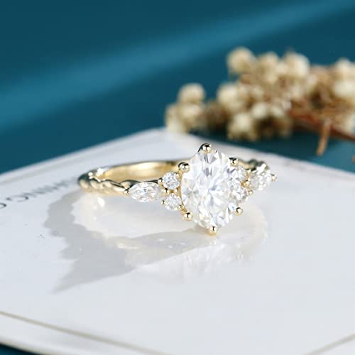 1.25 carat Oval Moissanite engagement ring for Women 10k/14k/18k Yellow White Gold engagement ring Vintage twisted Promise ring Wedding Anniversary for Her Free Engraved3
