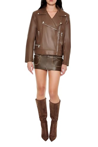 Forever 21 Women's Faux Leather Zip-up Moto Jacket2