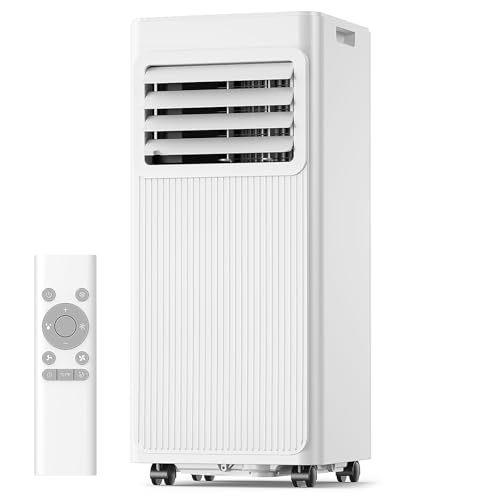 7000 BTU Mobile Klimaanlage 4- in- 1, Ventilator und Luftentfeuchter, 19 l, leise mit 24- Stunden- Timer- Abluft- und Dichtungsset für Fenster- bis zu 25 m²- Energieklasse A (weiß)
