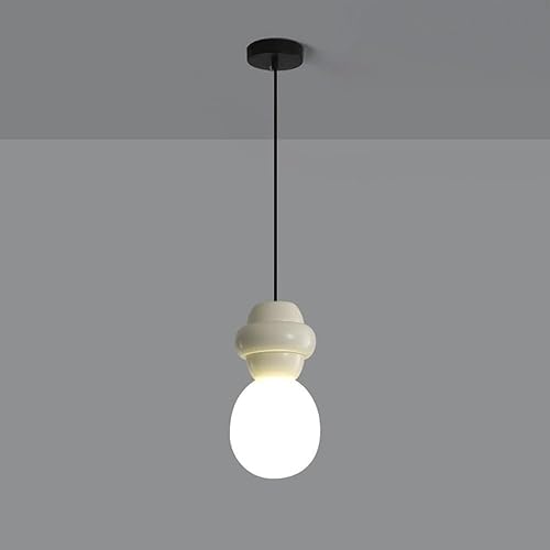 Miniatura 7 de Lámpara colgante de cristal ovalada francesa moderna blanca leche, mini lámparas colgantes con cable ajustable para comedor, cafetería, hogar,