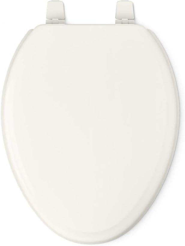 KOHLER 4694-96 Ridgewood Elongated Toilet Seat, Compression-Molded Wood, Color-Matched Plastic Hinges, Biscuit