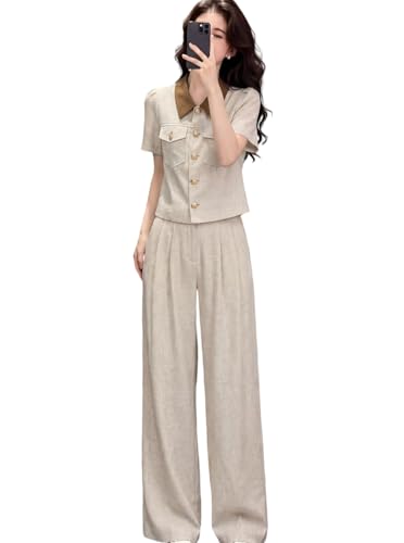 Conjunto de dos piezas premium con pantalones palazzo de corte sofisticado para ejecutivas 4