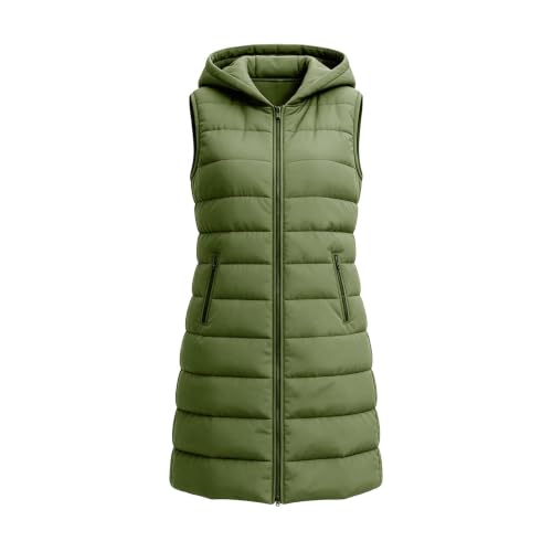 Gumipy Long Puffer Vest Women Hooded Quilted Vest Warm Winter Puffer Jacket - image 6