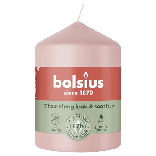 Bolsius - Essentials - Stumpenkerze - hellrosa- 8cm - 6 Stück -...
