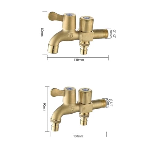 Robinet cuivre pur double sortie d'eau pour alimenter lave-linge et serpillère - 5