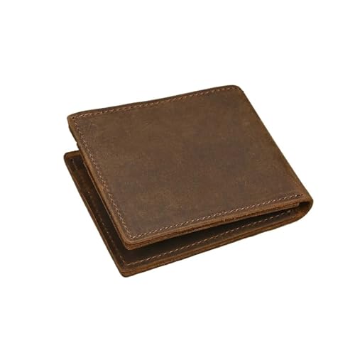 Portefeuille à deux volets pour hommes en cuir rustique 4 fentes