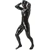 Oaimmk Sexy Men's Lingerie Shiny Patent Leather Catsuit Full Body Design Latex Tight Zipper Wet Look