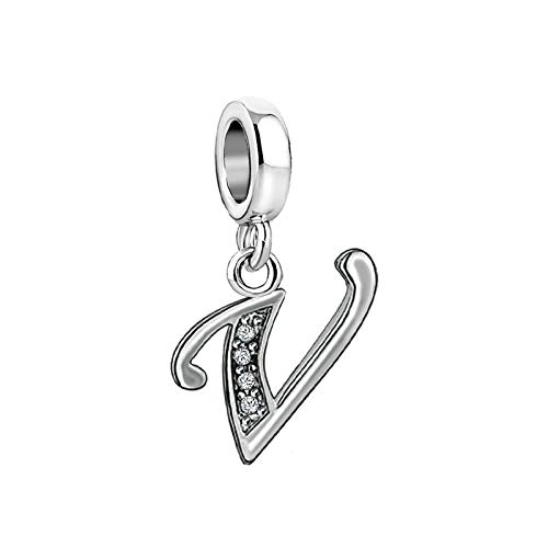 SBI Jewelry Abalorio brillante de letra inicial de la A a la Z compatible con pulseras Pandoran, collar con colgante de alfabeto de Navidad, mamá, esposa, aniversario, cumpleaños, Cobre, No es una