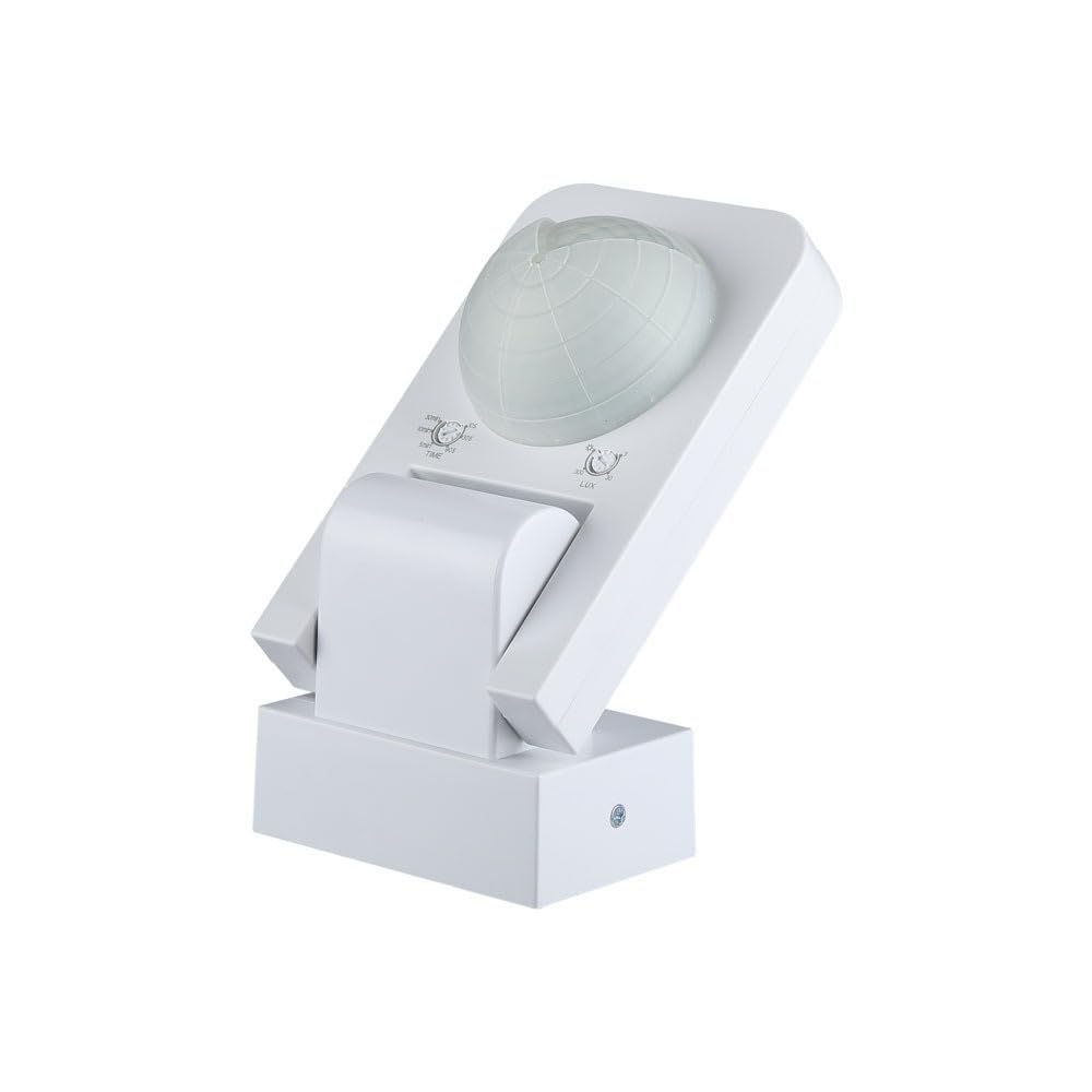 Rilevatore di movimento a infrarossi bianco, IP65 (supporta fino a 1000 W LED). Ideale per spazi esterni, fornisce un'attivazione efficiente e affidabile per illuminazione e sicurezza.