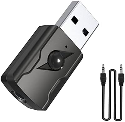 USB Bluetooth 5.0 Adapter, Bluetooth Stick, Bluetooth Dongle Adapter Audio Transmitter Receiver with 3.5 mm Cable for PC/TV/CAR/Speaker/MP3/Home Audio System/Headphones