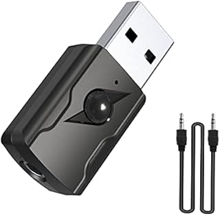 USB Bluetooth 5.0 Adapter, Bluetooth Stick, Bluetooth Dongle Adapter Audio Transmitter Receiver with 3.5 mm Cable for PC/TV/CAR/Speaker/MP3/Home Audio System/Headphones