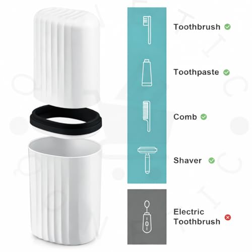 Image of QONETIC Travel Tooth Brush Holder for Bathroom Square Toothbrush Holder for Travel, Portable Toothbrush Case & Tooth Brush Cover Box Organizer for Traveling, Camping, & Business Trips (Black + White)